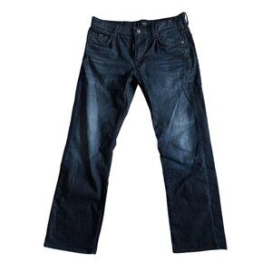 Hugo Boss Mens Stretch Jeans 34/30 Dark Wash Straight Leg Denim